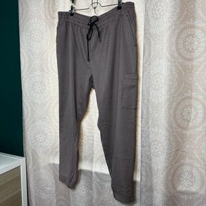 NWOT Susan Graver Black Red White Plaid Houndstooth Pull On Trouser Joggers XL